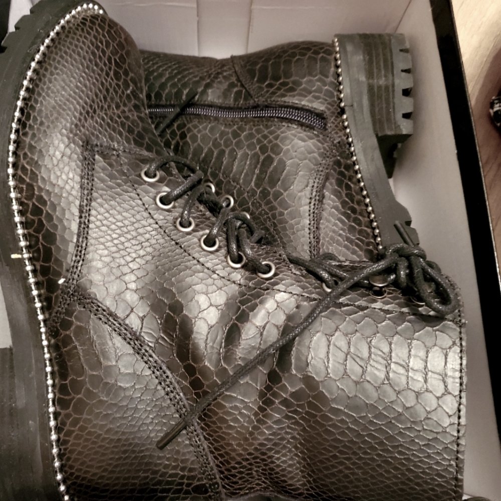 NWOT Croc Print Combat Boots